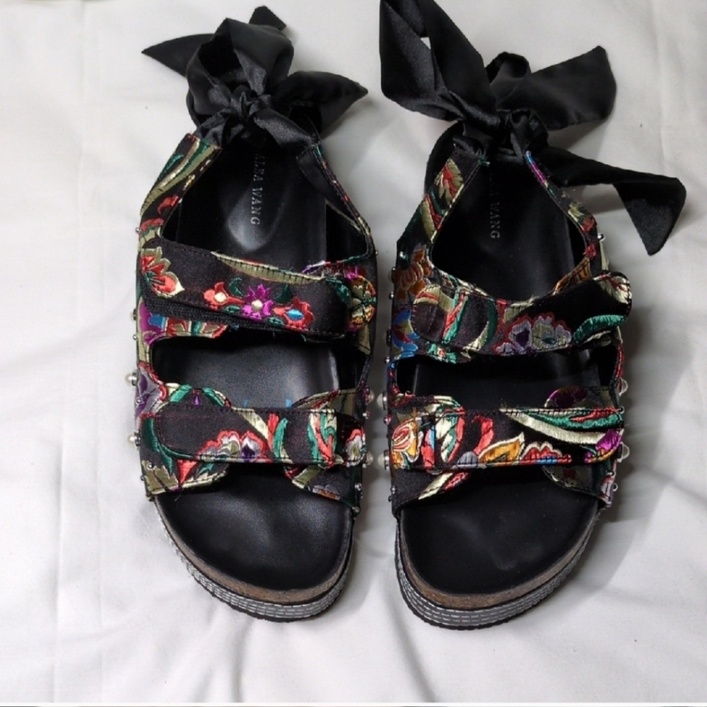 Floral Black Sandals